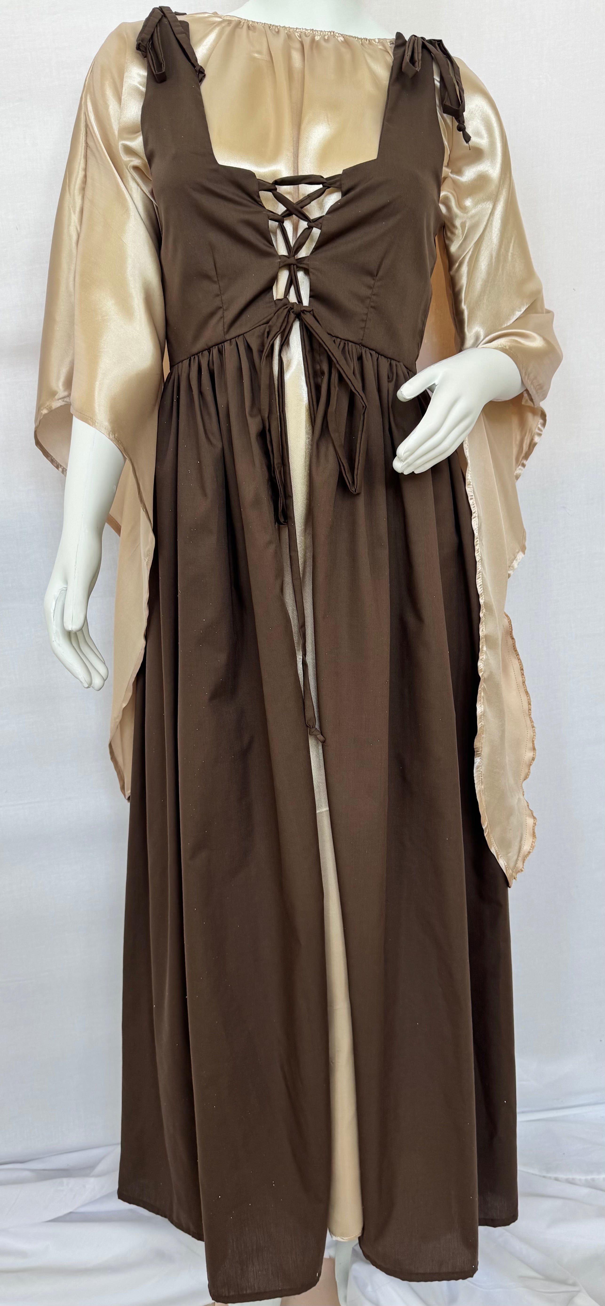Renaissance dress. Two pieces set. Brown. Medium / small size.