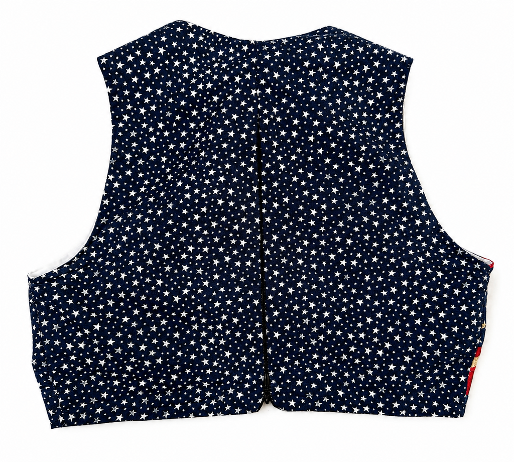 Vest. Women vest. Medium size. Beautiful vest. V-neck. USA flag pattern