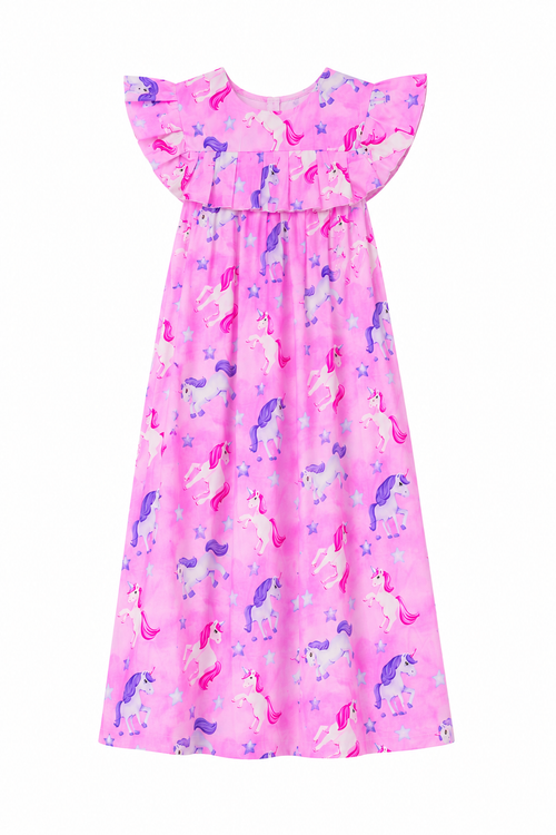 Girls Pink Unicorn Ruffle Dress & Matching Tote Bag Set✨💜