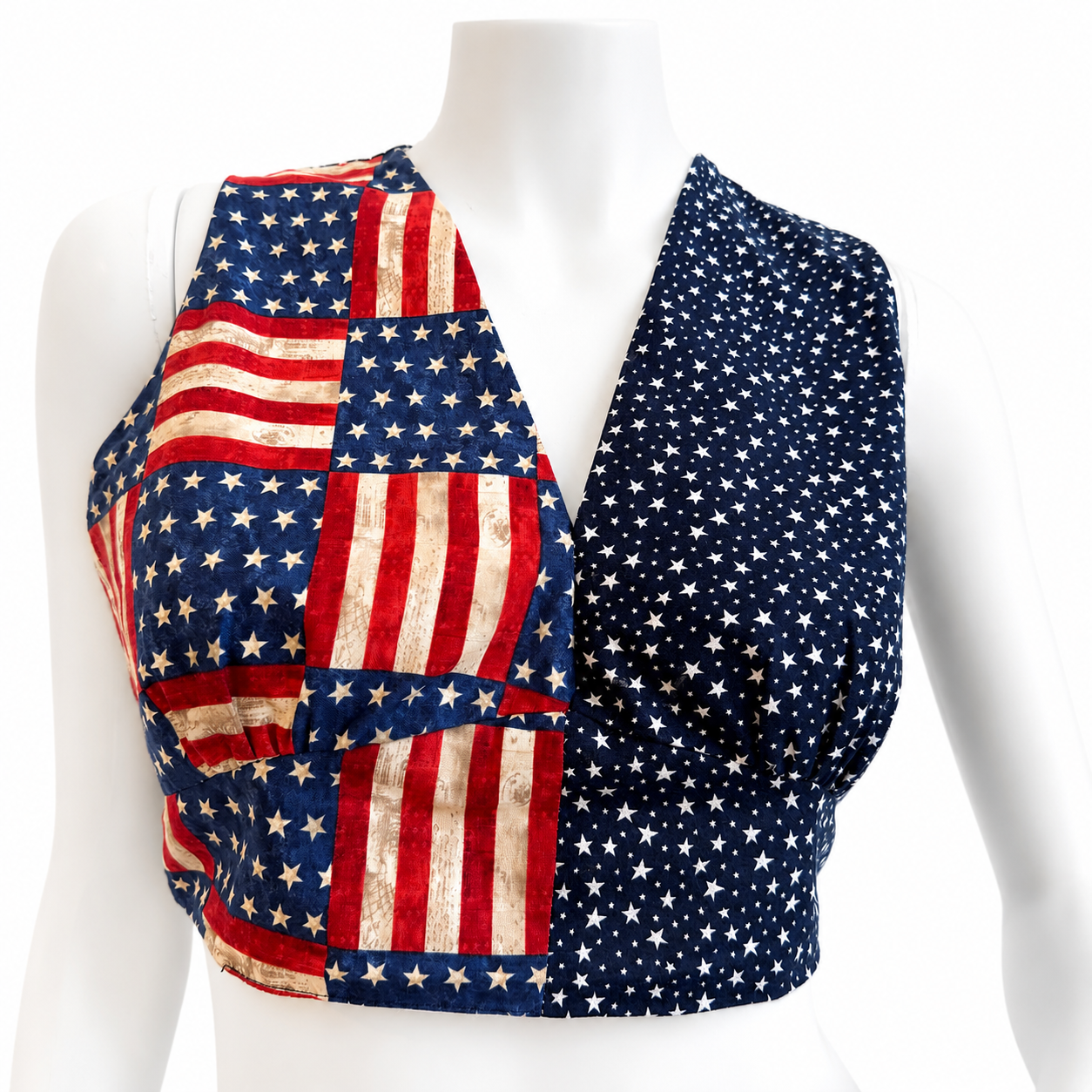 Vest. Women vest. Medium size. Beautiful vest. V-neck. USA flag pattern