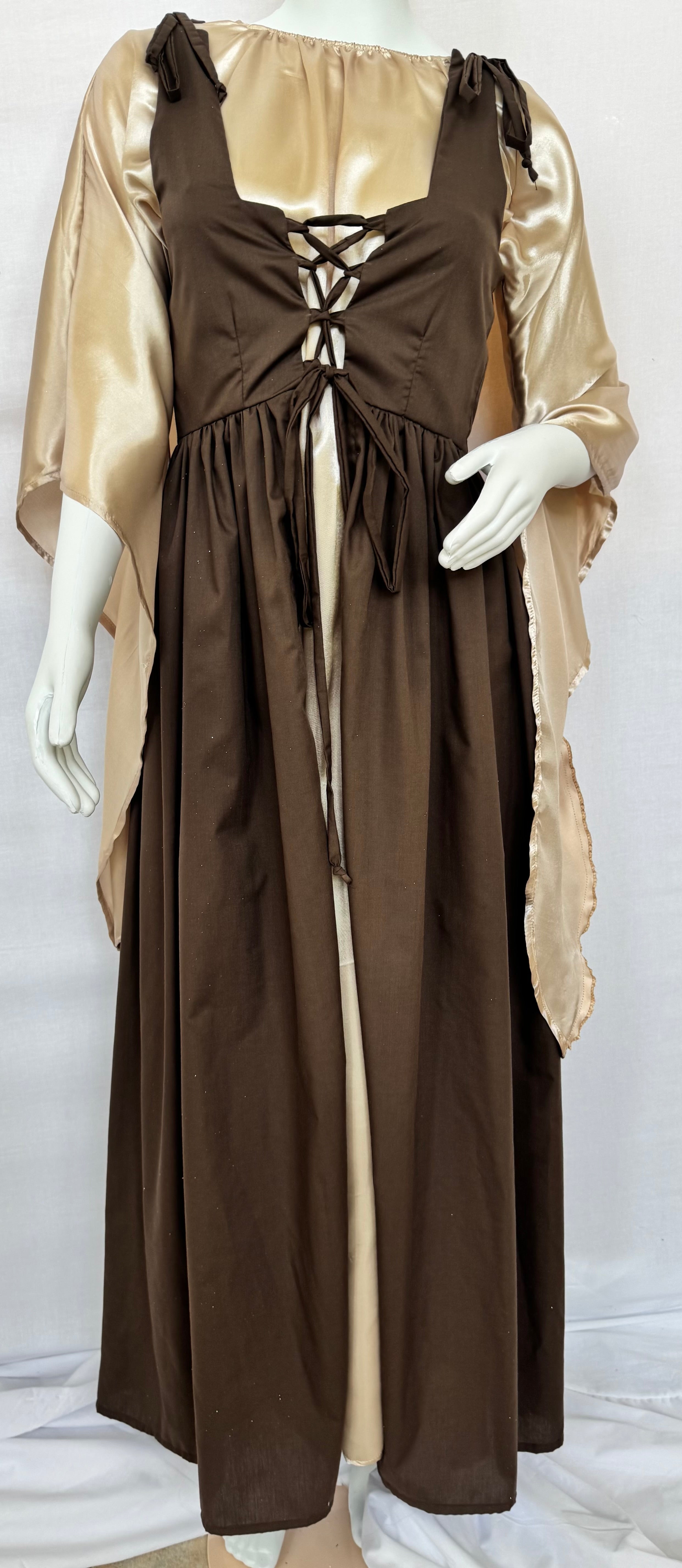 Renaissance dress. Two pieces set. Brown. Medium / small size.