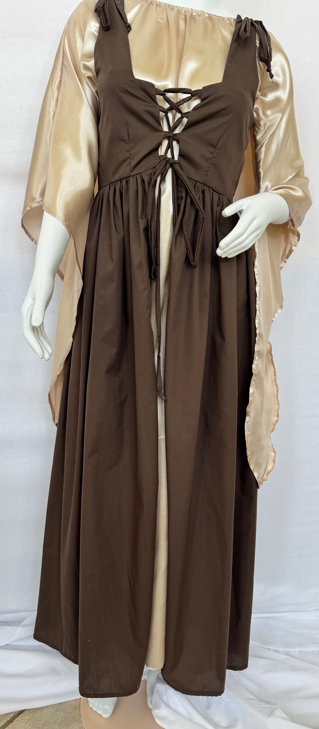 Renaissance dress. Two pieces set. Brown. Medium / small size.