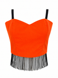 Women's Orange Crop Bustier Top with Contrast Trim. Different sizes. Halloween orange top. Halloween sweetheart top.