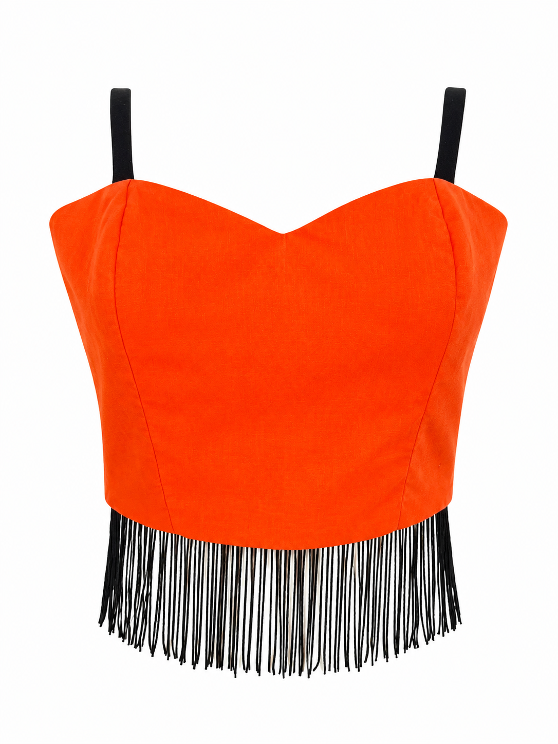 Women's Orange Crop Bustier Top with Contrast Trim. Different sizes. Halloween orange top. Halloween sweetheart top.