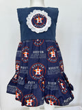 Houston Astros dress. Beautiful kids dress. New. Handmade by BeasFashions. Comfortable and lightweight material.