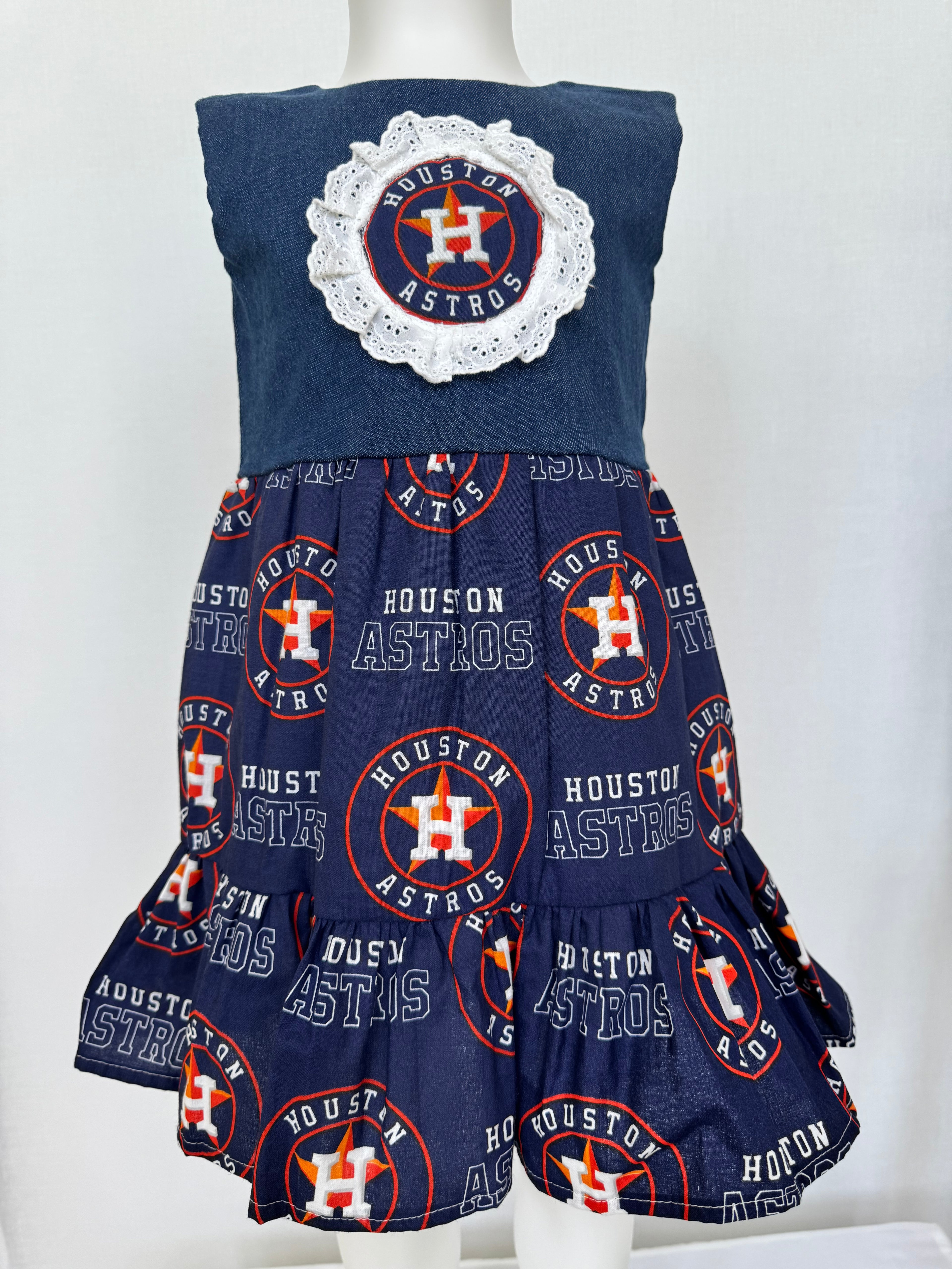 Houston Astros dress. Beautiful kids dress. New. Handmade by BeasFashions. Comfortable and lightweight material.