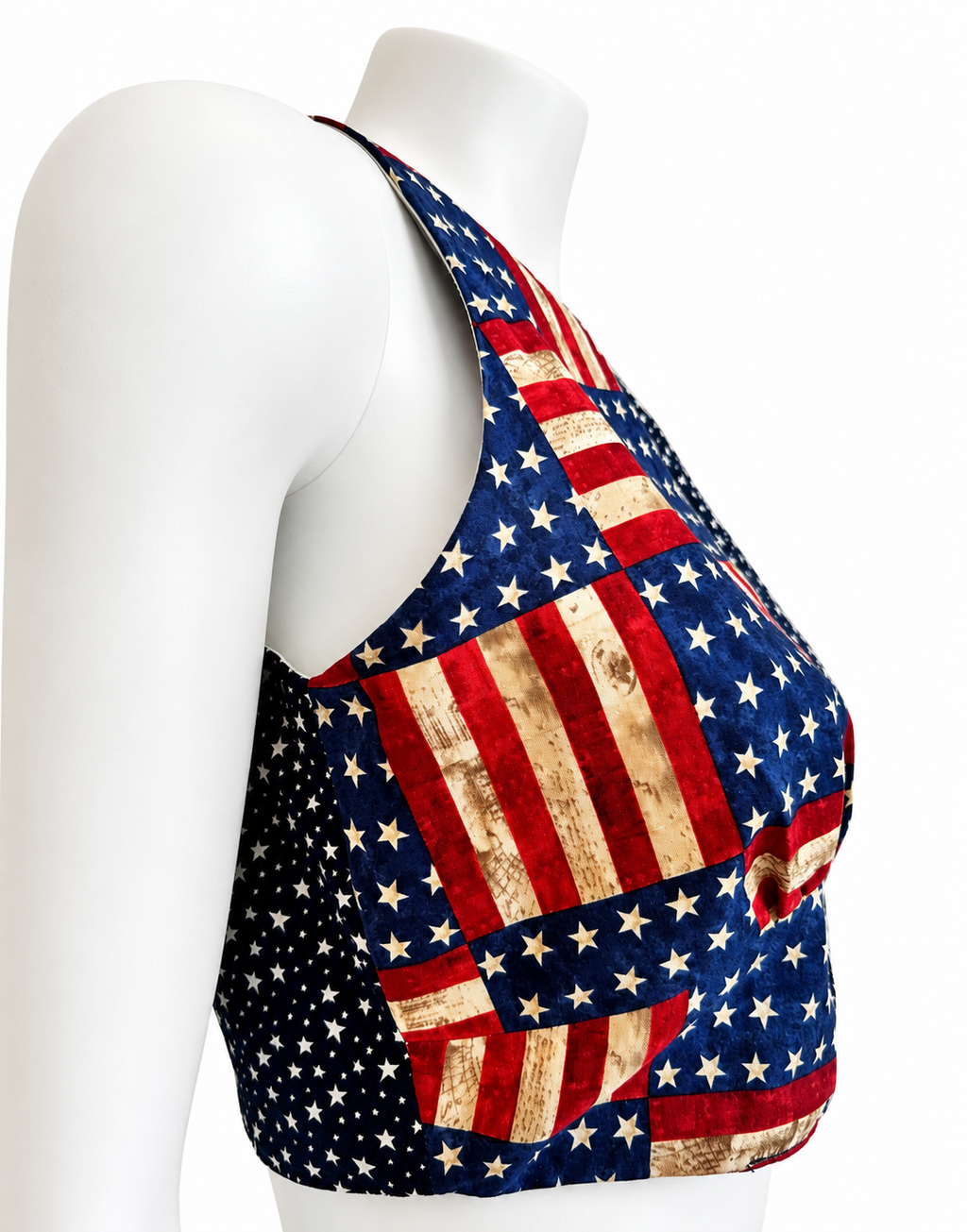 Vest. Women vest. Medium size. Beautiful vest. V-neck. USA flag pattern