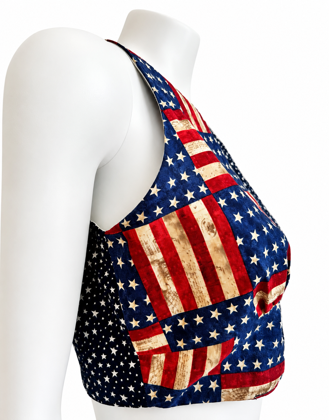 Vest. Women vest. Medium size. Beautiful vest. V-neck. USA flag pattern