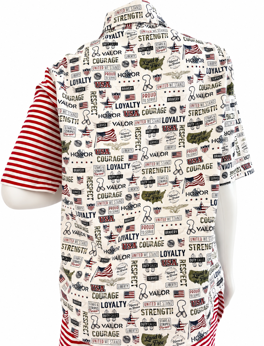 Men’s. Set two pieces, shirt + shorts. Medium size. White, red and white lines pattern.