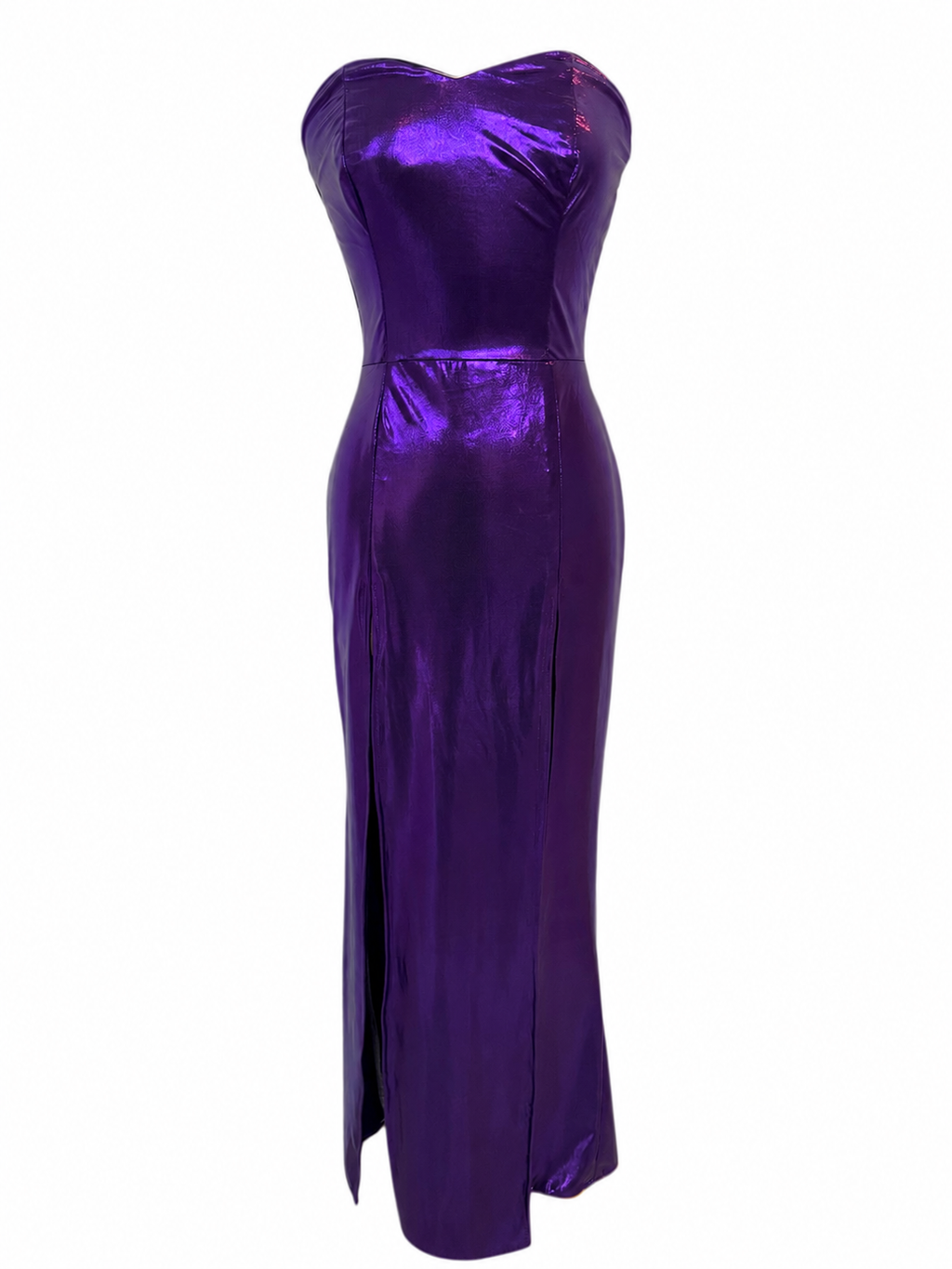 Purple night maxi dress. Medium size. Strapless, stretchy material.