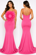 BEASFASHIONS PINK FLORAL MERMAID EVENING GOWN